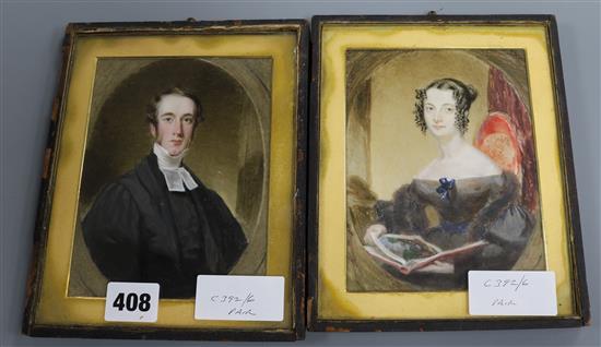 Early 19th century English School, pair of oils on ivory, portrait miniatures, Charles Frederick Baldwin and his wife